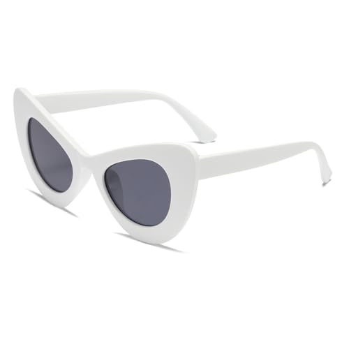 LJCZKA Trendy Sonnenbrille Katzenauge Damen, Vintage Runde Katzenauge Sonnenbrille für Frauen für Party Strand Urlaub von LJCZKA