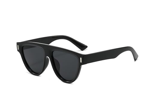 LJCZKA Übergroße Retro-Pilotensonnenbrille Unisex,Vintage 70er Jahre Rundbrille UV-Schutz (SchwarzSchwarz) von LJCZKA