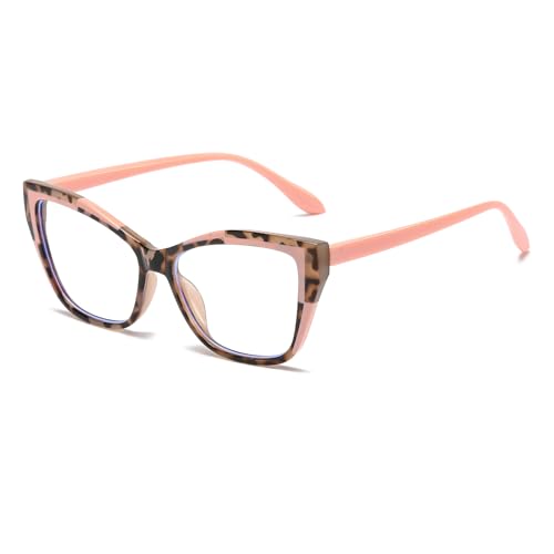 LJCZKA Vintage Blaulichtfilter Brille Katzenaugen Damen，Brille ohne Sehstärke Anti-Müdigkeit Computer Gaming Brillen für PC von LJCZKA