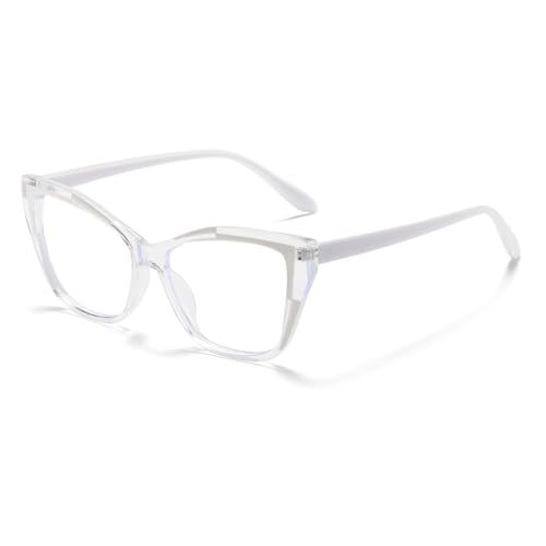 LJCZKA Vintage Blaulichtfilter Brille Katzenaugen Damen，Brille ohne Sehstärke Anti-Müdigkeit Computer Gaming Brillen für PC von LJCZKA