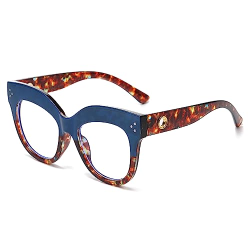 LJCZKA Vintage Blaulichtfilter Brille Katzenaugen Ovale Damen, Retro Brille Ohne Stärke Damen Groß Pc Gaming von LJCZKA