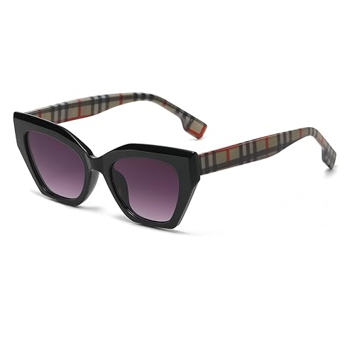 LJCZKA Vintage Katzenauge Sonnenbrille Damen – Retro Katzenaugen Sonnenbrille Cateye Eckig Kleine Brillen Damen mit UV-Schutz von LJCZKA