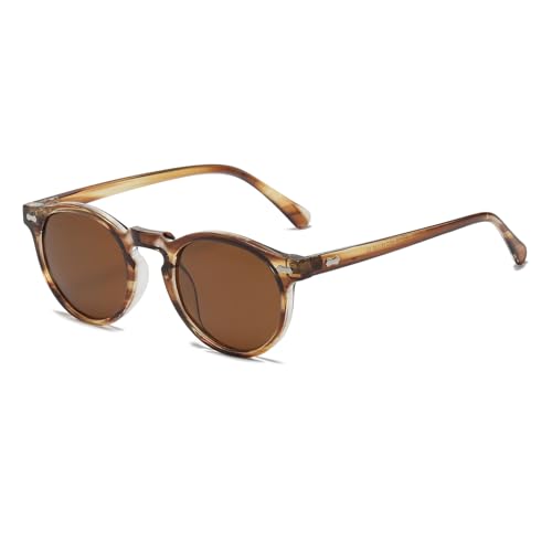 LJCZKA Vintage Runde Polarisierte Sonnenbrille Herren Damen Retro Sonnenbrille Rund Polarisiert Brille UV400 Schutz von LJCZKA