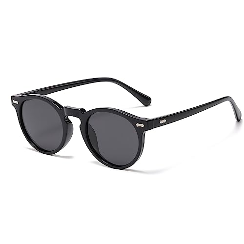 LJCZKA Vintage Runde Polarisierte Sonnenbrille Herren Damen Retro Sonnenbrille Rund Polarisiert Brille UV400 Schutz von LJCZKA