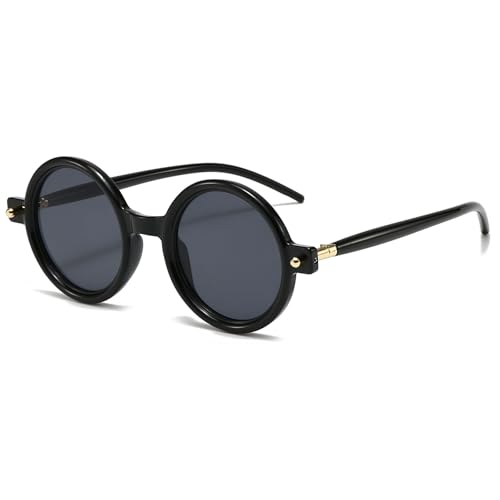 LJCZKA Vintage Runde Sonnenbrille Herren Damen Retro Rund Sonnenbrille Groß Mode mit UV400 Schutz von LJCZKA