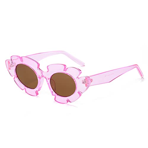 LJCZKA Vintage Sonnenbrille Katzenauge Blumen Damen, Retro Sonnenbrille Blumenform Mode Trend Partybrille Festival mit UV-Schutz von LJCZKA