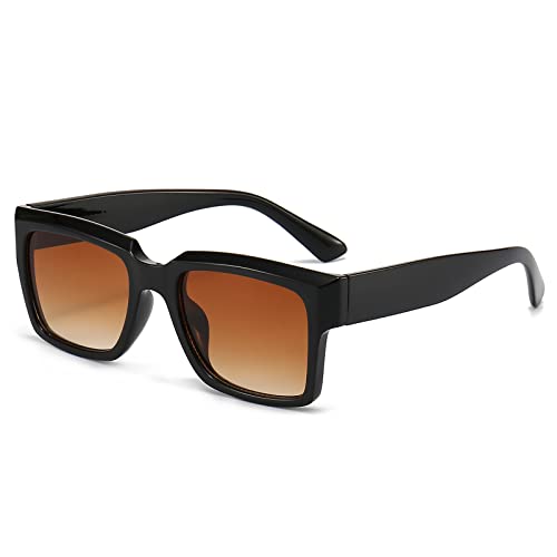 LJCZKA Vintage Sonnenbrille Rechteckig für Damen Herren, Retro Sonnenbrille Quadratisch Trendige Mode Modisch Brille Eckig 90s UV400 Schutz von LJCZKA