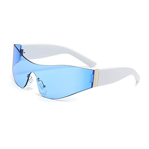 LJCZKA Y2k Wraparound Sonnenbrille für Damen Herren, Vintage Randlose Sonnenbrille Futuristische Brille Sportbrille Radfahren Unisex UV-Schutz von LJCZKA