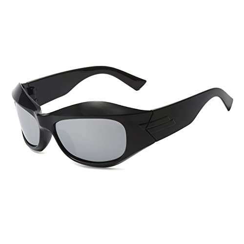 LJCZKA y2k Wrap Around Sonnenbrille für Herren Damen, Sport Sonnenbrille Fahrradbrille Radbrille Schnelle Brille y2k mit UV-Schutz von LJCZKA