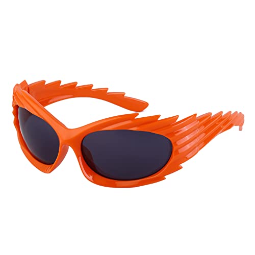 LJCZKA y2k Wraparound Sonnenbrille für Damen Herren, Unregelmäßige Trendy Sonnenbrille Oval Schnelle Große Brille Sportbrille Fahrradbrille mit UV-Schutz von LJCZKA