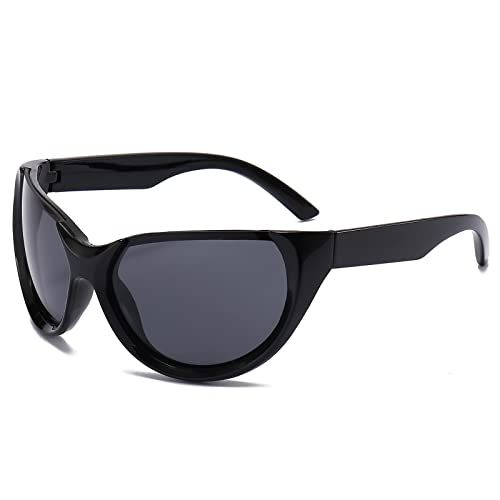 LJCZKA y2k Wraparound Sonnenbrille für Herren Damen, Futuristisch Vintage Sonnenbrille Schnelle Brille Radsportbrille Sport Fahrradbrille mit UV-Schutz von LJCZKA