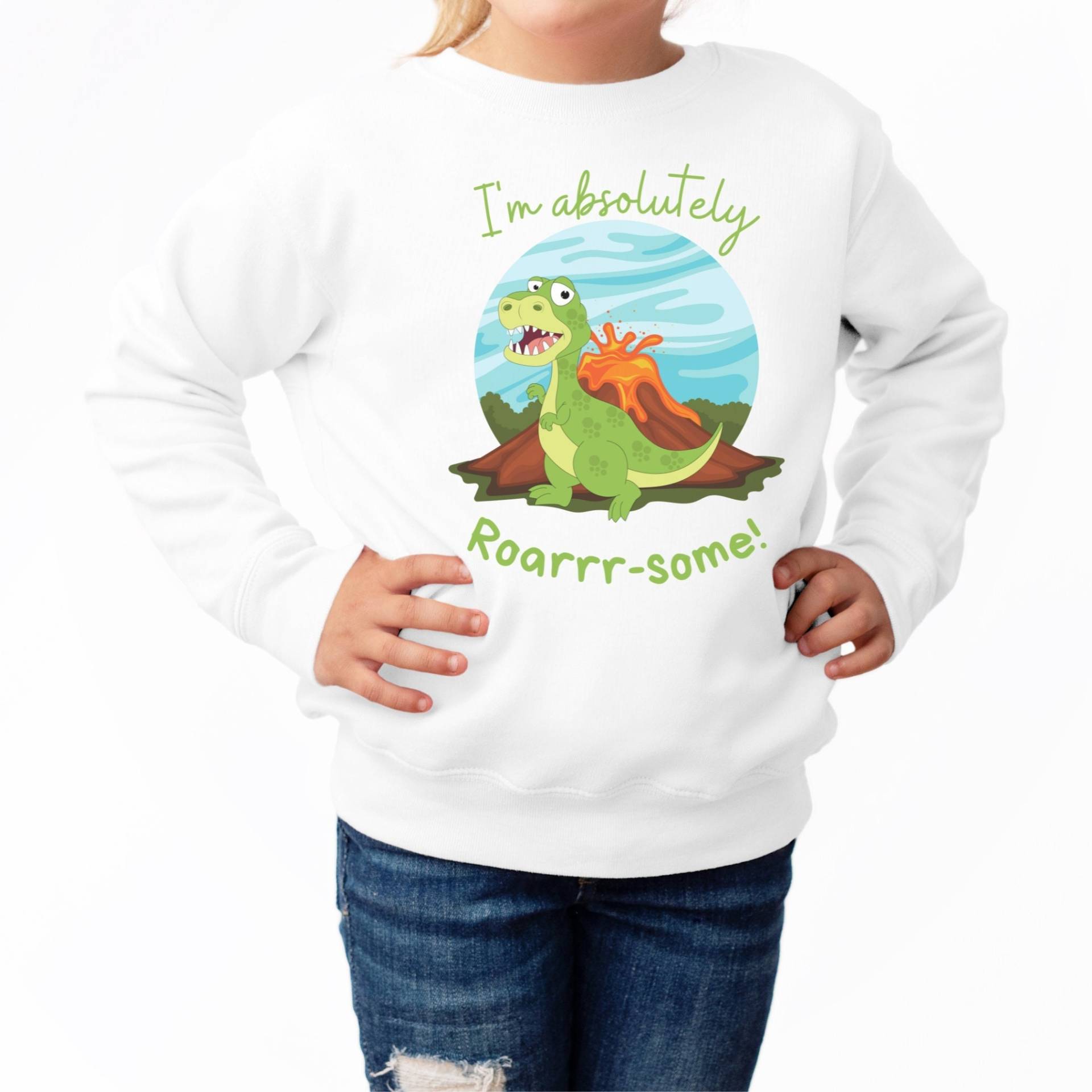 Kinder Dinosaurier Sweatshirt I'm Absolutely Roarrr-Some Jungen Mädchen Pullover, T Rex Dino Für Kinder, Shirts von LJCustomTeesDesign