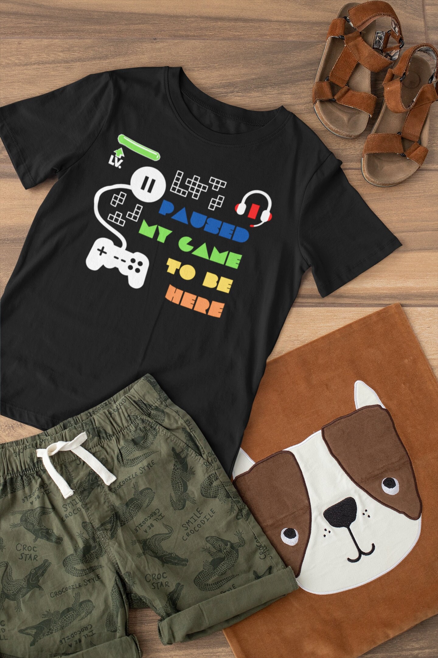 Kinder Gaming T-Shirt I Paused My Game To Be Here Gamer Life Videospielkonsole Jungen Mädchen Unisex von LJCustomTeesDesign