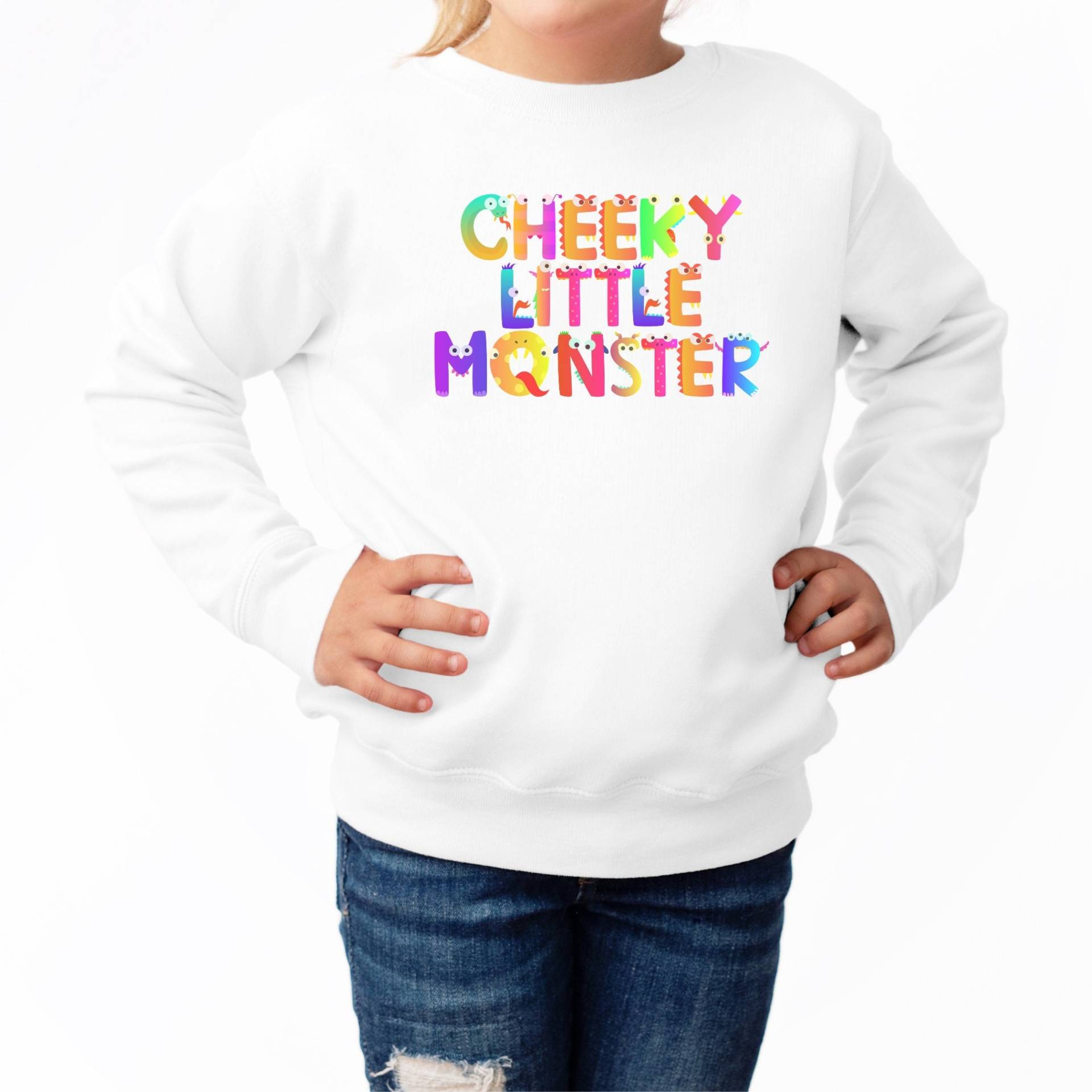 Kinder Monster Jumper Cheeky Little Monster Pullover Sweatshirt Childs Jungen Mädchen Unisex Kleinkind von LJCustomTeesDesign