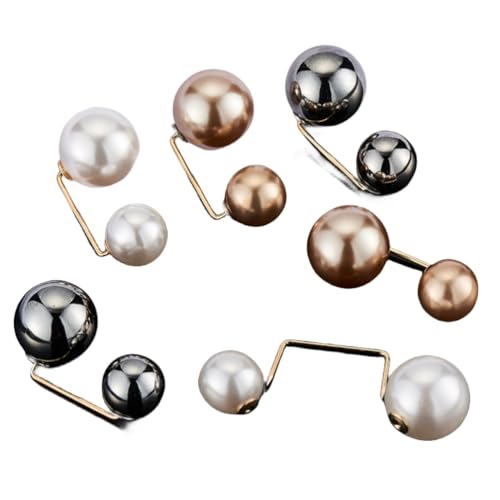 Doppelte imitierte Perlenbroschen Perlenbroschen für Frauen 12 Stück Strickjacken Kragen Pullover Schal mit zwei Farben von LJFEA