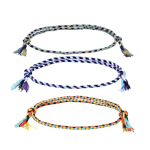 Surfer Fußbänder 3er Set für Damen & Herren - Handgeflochtene, dünne Boho Hippie Fußkettchen - 100% wasserfest & verstellbar - Ideal für Strand & Festival - 100% Baumwolle von LJFEA