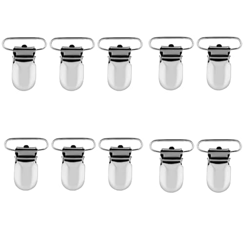 Scnullerkettenclips, Schnuller Clips, Klipp Schnullerkette, Metall Hosenträger Clips, Silber Entenschnabel Form einfügen Schnuller Halter Hosenträger Clip Riemen Schnalle(10PCS) von LJFEA