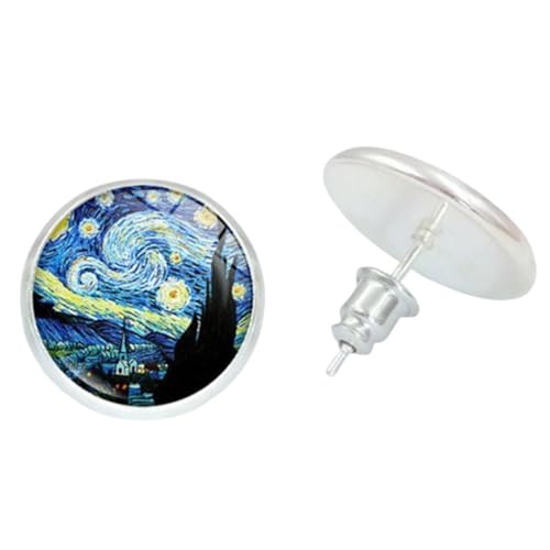 Van Gogh Malerei Starry Nacht Ohrringe Marke Mode Schmuck Berühmte Künstler Sammlung Ohr Studs Handwerk Geschenk Runde Ohrringe von LJFEA