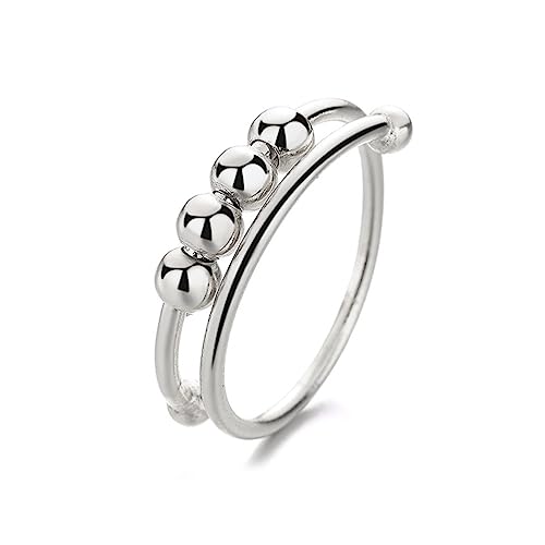LJFEA Verstellbarer Fidget-Ring aus 925er Sterling Silber für Damen - Anti-Stress Spinner-Ring gegen Angst und Stress - Damen-Schmuck und Geschenk für Frauen von LJFEA