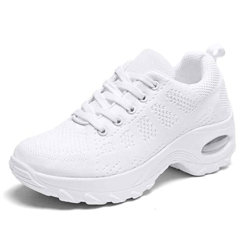 LJFIWY Damen-Tanz-Sneaker, Jazzschuhe, geteilte Sohle, Tanzschuhe, Yoga, Trainingsschuhe, Schnürschuhe, Ballsaal, Outdoor, Netz-Turnschuhe, Weiß, 39 EU, Unisex, Erwachsene, Tanzbegeisterte, Sportliche von LJFIWY