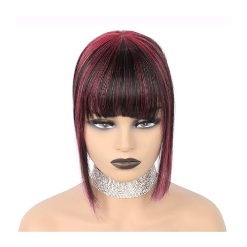 Pony-Haarverlängerung Echthaar mit Pony for Frauen, Fransen-Clip-in-Pony-Haarteile for dünner werdendes Haar, dicke Haarteile, die zusätzliche Haarverlängerungen hinzufügen für Frauen(Red) von LJHFG63KUYT