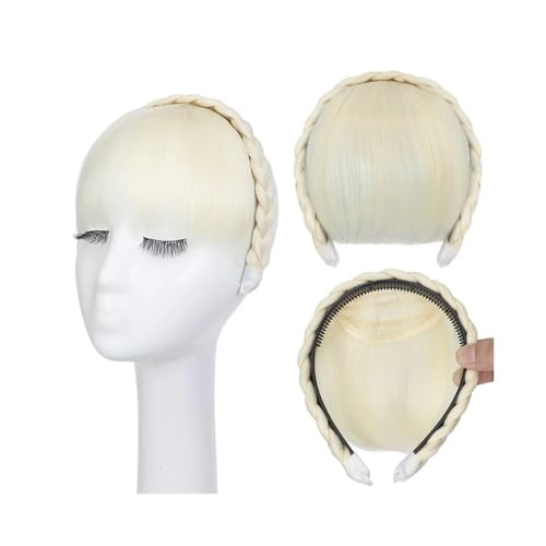 Pony-Haarverlängerung Geflochtenes Stirnband mit Haarknall for Frauen, Haarverlängerungen, synthetischer Pony, geflochtene Perücke für Frauen(613 Bleach Blonde) von LJHFG63KUYT