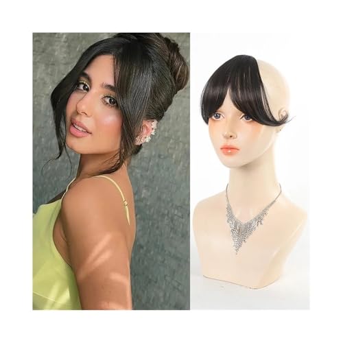 Pony-Haarverlängerung Synthetischer Clip-In-Pony for Frauen, gerader Mittelscheitel, Fake-Pony mit Schläfen für Frauen(Black Brown) von LJHFG63KUYT