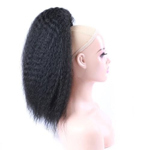 Täglich Haar High Puff Afro Haarteil Gefälschte synthetische Kordelzug Pferdeschwanz Elastische Haarverlängerung for Frauen Kinky Curly Pferdeschwanz Synthetisch Haarstücke(Schwarz,30inches) von LJHFG63KUYT