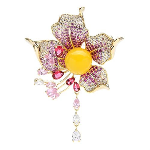 Anstecknadel, Schmuck, Geschenke für Frauen, Damenmode-Accessoires, elegante Damen-Brosche mit Fransen, Blumenform, Party-Bankett-Broschen und Anstecknadeln von LJQZFWXX