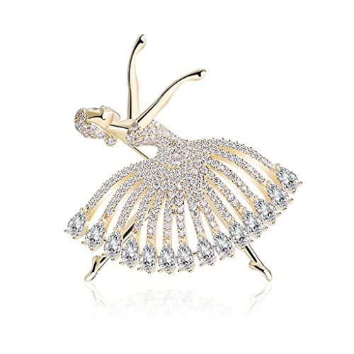 Brosche Mode Ballett Mädchen Tanzen Broschen Für Frauen Mädchen, Metall Brosche Pins Schmuck Geschenke Kleidung Accessoires Broschen Für Frauen (Edelsteinfarbe: Gold) () von LJQZFWXX