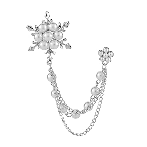 Brosche Pin Elegante Schneeflocke Kette Quasten Brosche Mode Broschen für Frauen Kette Pin Schmuck Abzeichen (Silber) von LJQZFWXX