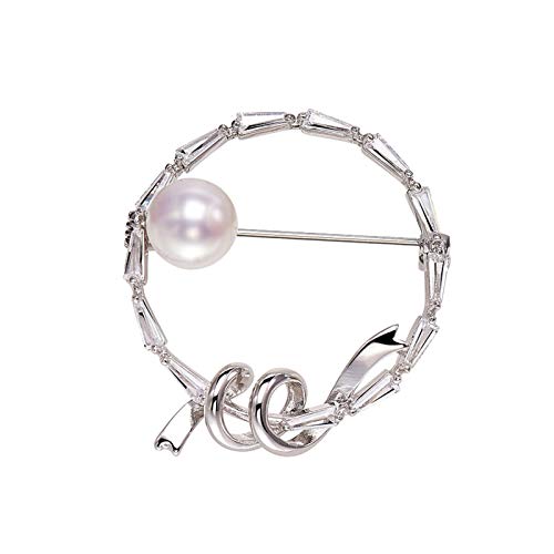 Broschen für Damen, glänzende Synthese-Kubikzirkonia-Broschen, personalisierter Temperament-Ausschnitt, Perlen-Corsage-Pin, exquisite Broschen (Gold, Silber) von LJQZFWXX