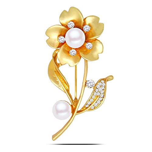 Damen-Brosche, Vintage-Perlen-Corsage-Schmuck, Legierung, matt, Sonnenblumen-Perlenbrosche, weiblich, Retro-Corsage, Kleidungszubehör, Strass-Brosche (B) (B) von LJQZFWXX