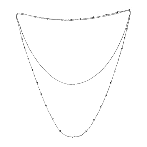 Damen-Körperketten, geschichtete Rücken-Halsketten für weibliches Temperament, geometrische Körperkette, einfache Kupferperlen, Damen-Accessoires, Geschenk, Taillenketten (A-Silber) von LJQZFWXX