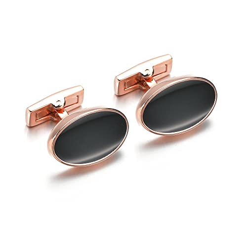 Roségoldene und schwarze tropfende Hemdmanschettenknöpfe Geschenke für Männer Exquisite Metallmanschettenknöpfe für Hemdaccessoires für Männer und Frauen (Farbe: Roségold) (Roségold A) (Roségold A) von LJQZFWXX