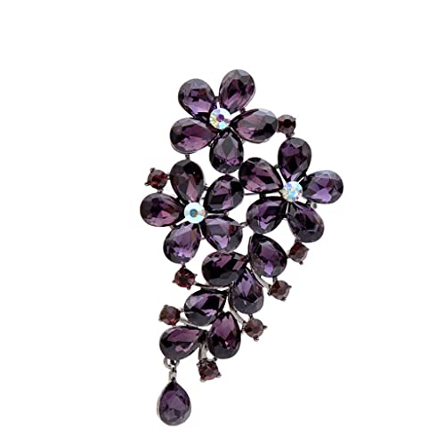 Schmuck-Brosche für Damen, violette Farbe, Kristallblume, große Broschen für Damen, Herbst-Mantel-Brosche, Anstecknadel, Schmuck (lila) von LJQZFWXX