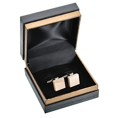 Schmuck Herren-Manschettenknöpfe, quadratische Holzmanschettenknöpfe, französische Business-Manschetten aus massivem Holz, französische Manschettenknöpfe, Geschenkbox (A 14 x 14 mm) von LJQZFWXX