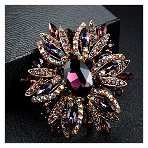 Schmuckbrosche für Damen, Blumenbrosche, Trend-Stil, Legierung, Metall, Perle, Strass, Blumentropfen, Ölbrosche, Damen-Corsage (D) (C 9,4 x 8,8 cm) von LJQZFWXX