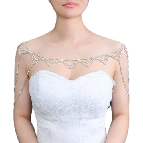 Strass Quaste Schulterkette Hochzeit Hintergrund Kette Kristall Schulterkette Halskette Braut Strass Mehrschichtige Schulter Körperkette Schmuck für Frauen-A von LJQZFWXX