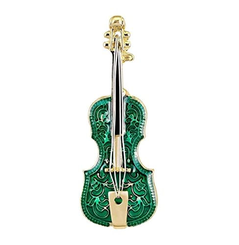 Violine-Brosche für Männer und Frauen, Temperament, grüne Violine, Musik-Brosche, Kleidungszubehör, Broschen für Frauen (grün, 1,9 x 5,3 cm) von LJQZFWXX