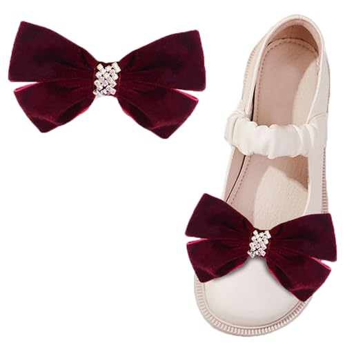 LJRPUPY Elegante Schuhclips mit Schleife, Satin, Schleife, Knoten, Schuhschnallen, Schuhanhänger, dekorativ mit Perlen, für Damen und Mädchen, Samt von LJRPUPY