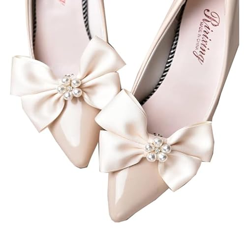 LJRPUPY Schuh-Dekoration für Brautpartys, Hochzeit, Schleife, Schuhanhänger, abnehmbare Schuh-Clips, Tasche, Zubehör für Frauen und Mädchen, Polyester von LJRPUPY