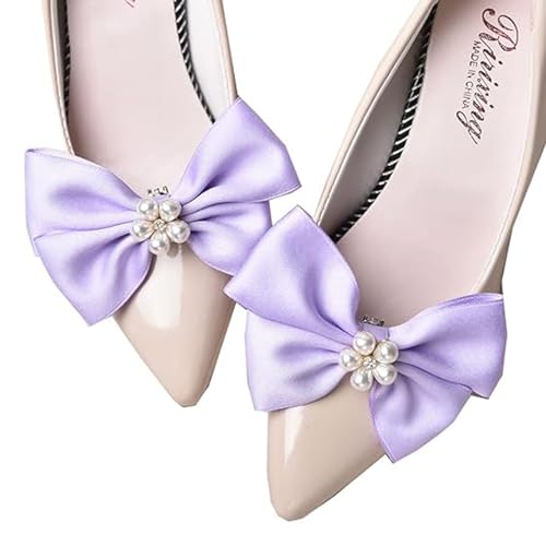 LJRPUPY Schuh-Dekoration für Brautpartys, Hochzeit, Schleife, Schuhanhänger, abnehmbare Schuh-Clips, Tasche, Zubehör für Frauen und Mädchen, Polyester von LJRPUPY