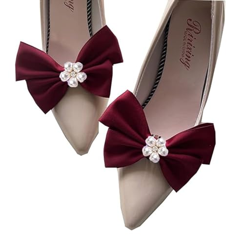 LJRPUPY Schuh-Dekoration für Brautpartys, Hochzeit, Schleife, Schuhanhänger, abnehmbare Schuh-Clips, Tasche, Zubehör für Frauen und Mädchen, Polyester von LJRPUPY