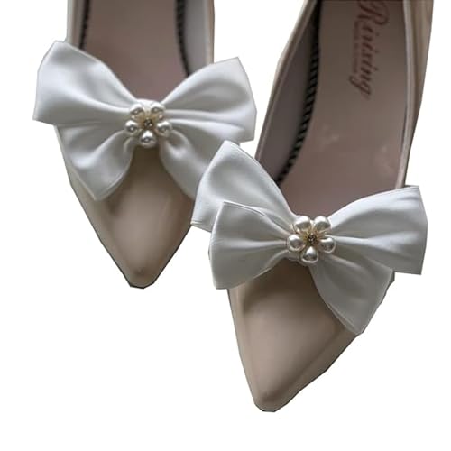 LJRPUPY Schuh-Dekoration für Brautpartys, Hochzeit, Schleife, Schuhanhänger, abnehmbare Schuh-Clips, Tasche, Zubehör für Frauen und Mädchen, Polyester von LJRPUPY