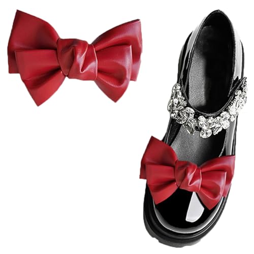 LJRPUPY Schuhclips mit Lederschleife, dekorative Schuhclips für Damen, Party, Hochzeit, Zubehör, 2 Stück, Kunstleder von LJRPUPY