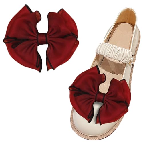 LJRPUPY Schuhclips mit großer Schleife, Charms, Schuhschnalle, Zubehör, Hochzeitsschuhzubehör für Damen und Mädchen, Satin von LJRPUPY