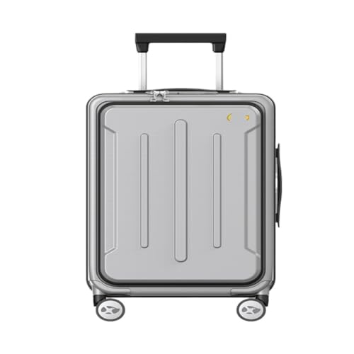 LJSPTU Koffer 20-Zoll-Front-Flip-Koffer, Multifunktionaler Trolley-Koffer for Herren Und Damen, Merchant Boarding-Koffer Suitcase (Color : Gray, Size : 20in) von LJSPTU