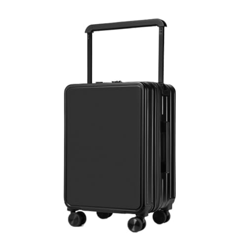 LJSPTU Koffer Doppelt vorne in der Mitte breiter Trolley-Koffer for Damen und Herren, Passwort-Koffer, Business-Boarding-Koffer Suitcase (Color : Black, Size : 26in) von LJSPTU