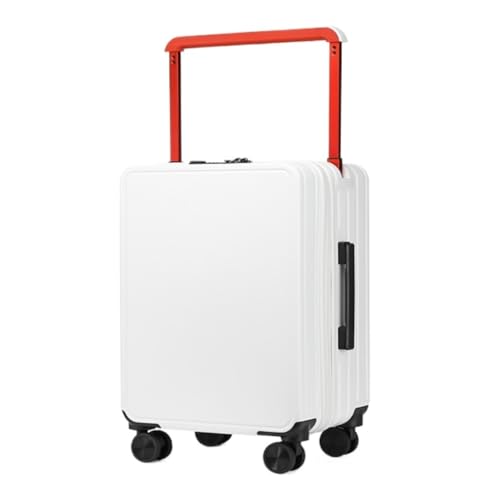 LJSPTU Koffer Doppelt vorne in der Mitte breiter Trolley-Koffer for Damen und Herren, Passwort-Koffer, Business-Boarding-Koffer Suitcase (Color : White, Size : 20in) von LJSPTU